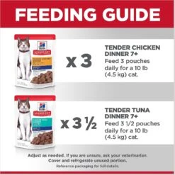 Hill's Science Diet Adult 7+ Tender Dinner Variety Pack Cat Food, 2.8-oz Pouch, Case Of 12 -Meow Meals 218077 PT7. AC SS1800 V1598149882