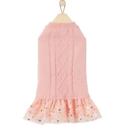 Frisco Cable Knit Dog & Cat Sweater Dress -Meow Meals 223706 PT3. AC SS1800 V1599055627