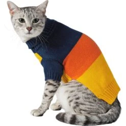 Frisco Colorblock Dog & Cat Turtleneck Sweater With Sleeves -Meow Meals 223819 PT2. AC SS1800 V1599481036