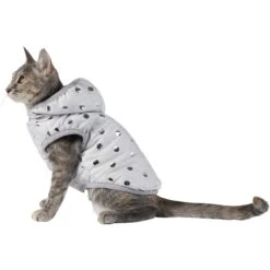 Frisco Mediumweight Silver Polka Dotted Insulated Dog & Cat Coat -Meow Meals 224017 PT2. AC SS1800 V1600266087