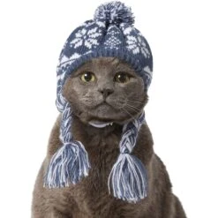 Frisco Fair Isle Dog & Cat Knitted Hat, Navy -Meow Meals 228800 PT2. AC SS1800 V1671133431