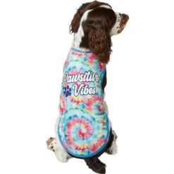 Frisco Pawsitive Vibes Tiedye Print Dog & Cat T-Shirt -Meow Meals 248783 PT3. AC SS1800 V1673304065