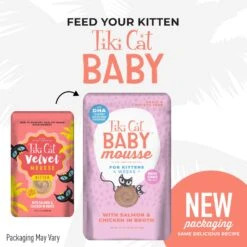 Tiki Cat Luau Velvet Mousse Salmon & Chicken In Broth Wet Kitten Food, 2.4-oz, Case Of 12 -Meow Meals 259096 PT1. AC SS1800 V1700599081