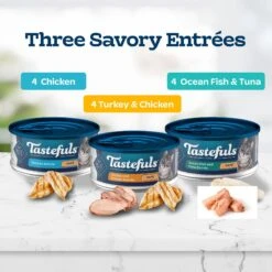 Blue Buffalo Tastefuls Chicken, Turkey & Chicken & Ocean Fish & Tuna Entrées Variety Pack Pate Wet Cat Food, 5.5-oz Can, Case Of 12 -Meow Meals 264517 PT3. AC SS1800 V1608350541