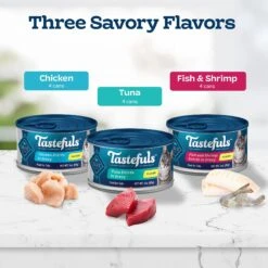 Blue Buffalo Tastefuls Tuna, Chicken, Fish & Shrimp Entrées Variety Pack Flaked Wet Cat Food -Meow Meals 264519 PT3. AC SS1800 V1689356966