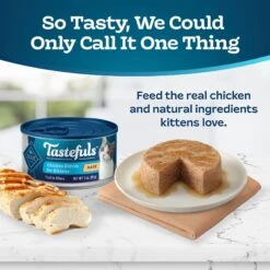 Blue Buffalo Tastefuls Chicken Entrée Kitten Pate Wet Cat Food, 3-oz Can, Case Of 24 -Meow Meals 264533 PT2. AC SS1800 V1630735298