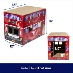 Frisco Magic Bus Cardboard Cat House, 2-Story -Meow Meals 266701 PT1. AC SS1800 V1692019978