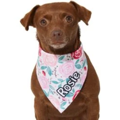 Frisco Watercolor Roses Personalized Dog & Cat Bandana -Meow Meals 267531 PT5. AC SS1800 V1632424286