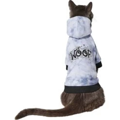 Frisco Woof Tiedye Print Dog & Cat Hoodie -Meow Meals 267986 PT3. AC SS1800 V1637685733