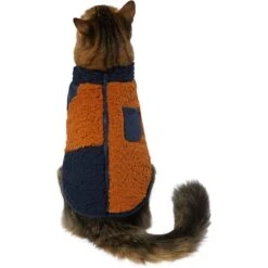 Frisco Lightweight Colorblock Dog & Cat Zippered Sherpa Fleece Vest, Blue/Brown -Meow Meals 268191 PT2. AC SS1800 V1628797710