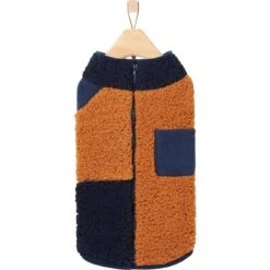 Frisco Lightweight Colorblock Dog & Cat Zippered Sherpa Fleece Vest, Blue/Brown -Meow Meals 268191 PT4. AC SS1800 V1628823178