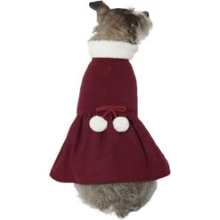 Frisco Mediumweight Pom Pom Bow Dog & Cat Peacoat Dress, Red -Meow Meals 268200 PT2. AC SS1800 V1628797391