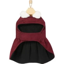 Frisco Mediumweight Pom Pom Bow Dog & Cat Peacoat Dress, Red -Meow Meals 268200 PT5. AC SS1800 V1628824051