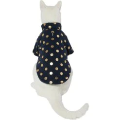 Frisco Lightweight Gold Dotted Dog & Cat Jacket, Navy -Meow Meals 268247 PT2. AC SS1800 V1628741286