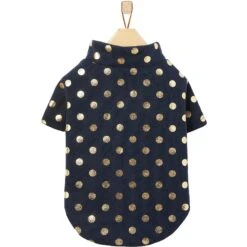 Frisco Lightweight Gold Dotted Dog & Cat Jacket, Navy -Meow Meals 268247 PT4. AC SS1800 V1628826999