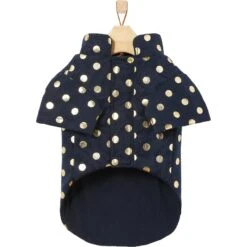 Frisco Lightweight Gold Dotted Dog & Cat Jacket, Navy -Meow Meals 268247 PT5. AC SS1800 V1628824894