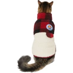 Frisco Mediumweight Red Plaid Insulated Dog & Cat Sherpa Coat -Meow Meals 268320 PT2. AC SS1800 V1628773353