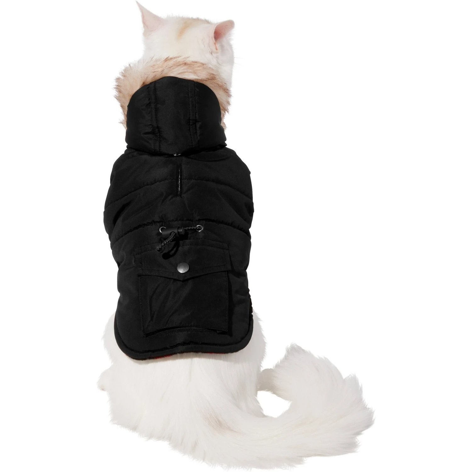 Frisco Mid-Heavyweight Cinching Insulated Dog & Cat Parka, Black/Red Plaid 5 Frisco Mid-Heavyweight Cinching Insulated Dog & Cat Parka, Black/Red Plaid - Image 3