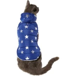 Frisco Mediumweight Metallic Star Print Insulated Dog & Cat Parka, Navy -Meow Meals 268413 PT2. AC SS1800 V1628797317