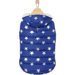 Frisco Mediumweight Metallic Star Print Insulated Dog & Cat Parka, Navy -Meow Meals 268413 PT4. AC SS1800 V1628824388
