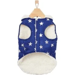 Frisco Mediumweight Metallic Star Print Insulated Dog & Cat Parka, Navy -Meow Meals 268413 PT5. AC SS1800 V1628821999
