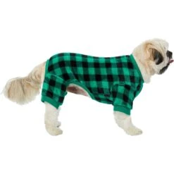 Frisco Dog & Cat Cozy Plush Fleece PJs, Green Plaid -Meow Meals 268517 PT2. AC SS1800 V1637669565