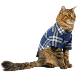 Frisco Navy Plaid Dog & Cat Flannel Shirt -Meow Meals 268596 PT3. AC SS1800 V1637652439