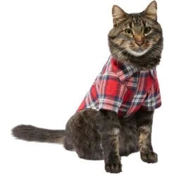 Frisco Red Plaid Dog & Cat Shirt -Meow Meals 268604 PT3. AC SS1800 V1637657839