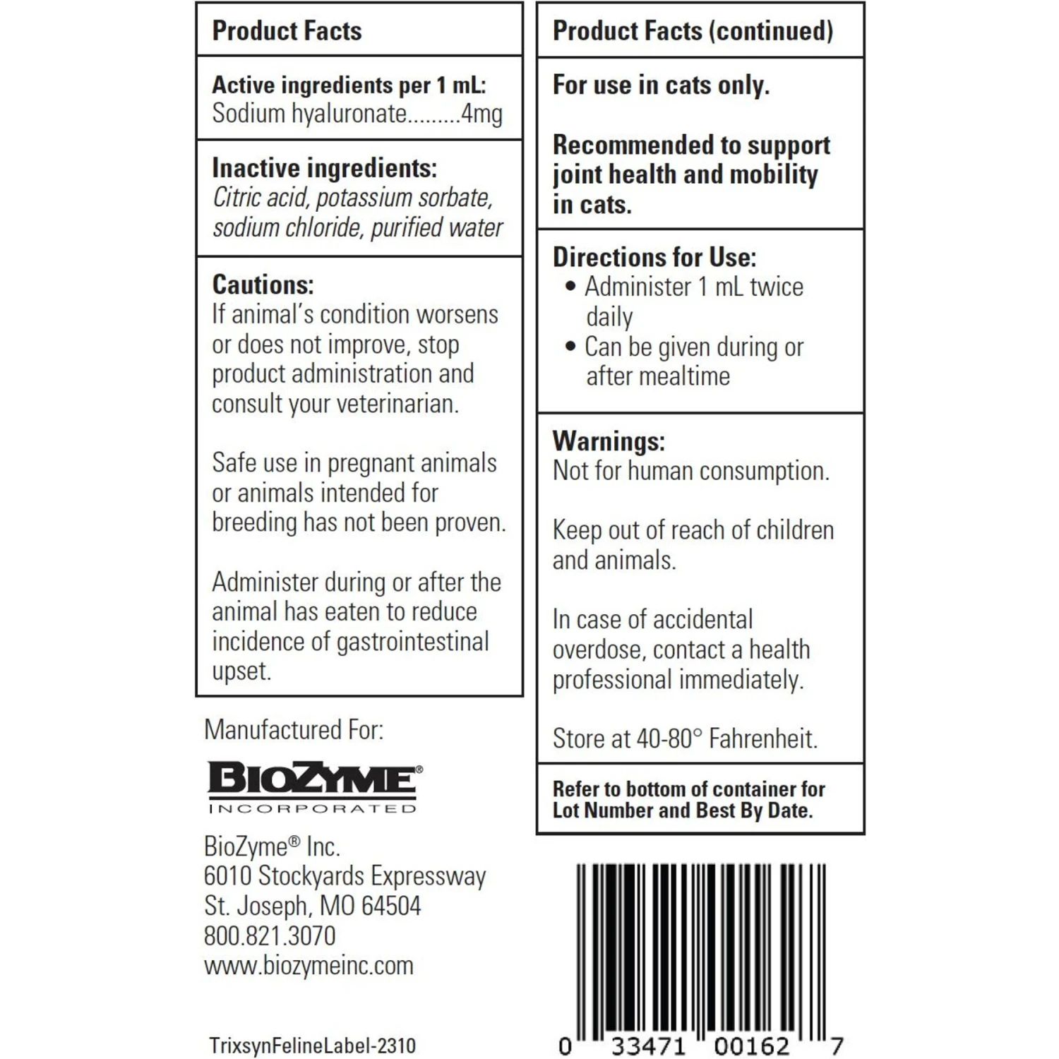 Trixsyn Feline Hyaluronan Joint Support Cat Supplement, 2-oz Bottle 8 Trixsyn Feline Hyaluronan Joint Support Cat Supplement, 2-oz Bottle - Image 6