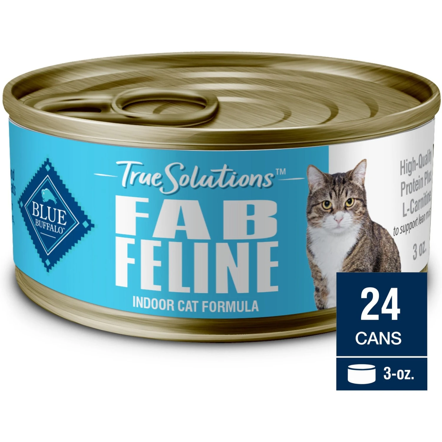 Blue Buffalo True Solutions Fab Feline Indoor Formula Chicken Wet Cat Food, 3-oz Can, Case Of 24 3 Blue Buffalo True Solutions Fab Feline Indoor Formula Chicken Wet Cat Food, 3-oz Can, Case Of 24