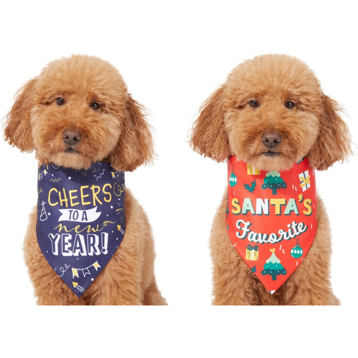 Frisco Santa's Favorite & Cheers To The New Year Dog & Cat Reversible Bandana 5 Frisco Santa's Favorite & Cheers To The New Year Dog & Cat Reversible Bandana - Image 3