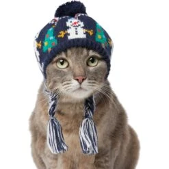 Frisco Jolly Snowman Dog & Cat Knitted Hat -Meow Meals 276303 PT3. AC SS1800 V1631298427