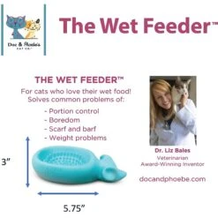 Doc & Phoebe's Cat Co. The Wet Feeder Cat Slow Feeder, Blue -Meow Meals 279343 PT4. AC SS1800 V1617403898