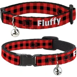Buckle-Down Personalized Breakaway Cat Collar With Bell, Buffalo Plaid