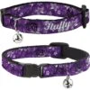 Buckle-Down Personalized Breakaway Cat Collar With Bell, Hibiscus Collage -Meow Meals 285772 MAIN. AC SS1800 V1619735852