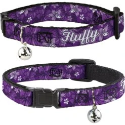 Buckle-Down Personalized Breakaway Cat Collar With Bell, Hibiscus Collage