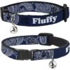 Buckle-Down Personalized Breakaway Cat Collar With Bell, Paisley Blue & White -Meow Meals 285774 MAIN. AC SS1800 V1619735532