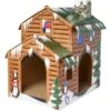Frisco Holiday Log Cabin Cardboard Cat House -Meow Meals 287287 MAIN. AC SS1800 V1694814356