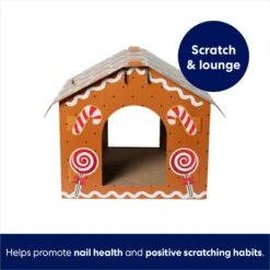 Frisco Holiday Gingerbread House Cardboard Cat House Cat Toy -Meow Meals 287289 PT2. AC SS1800 V1695044346