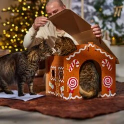 Frisco Holiday Gingerbread House Cardboard Cat House Cat Toy -Meow Meals 287289 PT3. AC SS1800 V1695046487