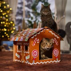 Frisco Holiday Gingerbread House Cardboard Cat House Cat Toy -Meow Meals 287289 PT4. AC SS1800 V1694813217