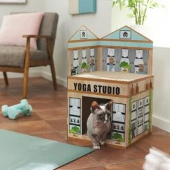 Frisco Yoga Studio Cardboard Cat House, 2-Story -Meow Meals 288965 PT3. AC SS1800 V1638292325