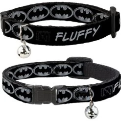 Buckle-Down DC Comics Batman Shield Personalized Breakaway Cat Collar With Bell