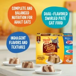 Meow Mix Tasty Layers Variety Pack Swirled Paté Cat Food, 2.75-oz Can, Case Of 12 15 Meow Mix Tasty Layers Variety Pack Swirled Paté Cat Food, 2.75-oz Can, Case Of 12 -Meow Meals 292092 PT4. AC SS1800 V1670940731