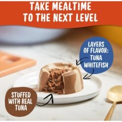 Meow Mix Tasty Layers Tuna & Whitefish Recipe Stuffed With Real Tuna Swirled Paté Cat Food, 2.75-oz Can, Case Of 12 -Meow Meals 292096 PT3. AC SS1800 V1661896021