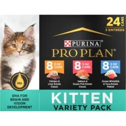 Purina ONE +Plus Healthy Kitten Formula Natural Dry Cat Food & Purina Pro Plan Focus Kitten Favorites Variety Pack Canned Cat Food -Meow Meals 293524 PT5. AC SS1800 V1679925345