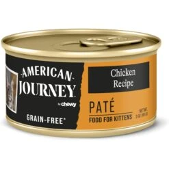 American Journey Kitten Chicken Recipe Grain-Free Dry Cat Food, 5-lb Bag & American Journey Kitten Pate Chicken Recipe Grain-Free Canned Cat Food, 3-oz, Case Of 24 -Meow Meals 297738 PT1. AC SS1800 V1694617595