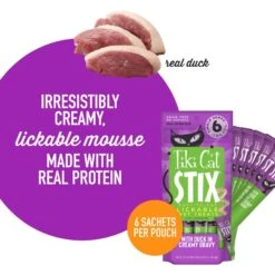 Tiki Cat Stix Duck In Creamy Gravy Grain-Free Wet Cat Treat, 3-oz Pouch, Pack Of 6 & Tiki Cat Luau Variety Pack Grain-Free Canned Cat Food -Meow Meals 298546 PT8. AC SS1800 V1702939320