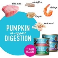 Tiki Cat Stix Salmon In Gravy Grain-Free Wet Cat Treat & Tiki Cat Aloha Friends Variety Pack Grain-Free Wet Cat Food -Meow Meals 298548 PT4. AC SS1800 V1702939343