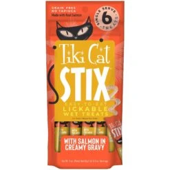 Tiki Cat Stix Salmon In Gravy Grain-Free Wet Cat Treat & Tiki Cat Aloha Friends Variety Pack Grain-Free Wet Cat Food -Meow Meals 298548 PT5. AC SS1800 V1702939343